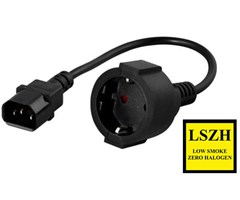 0.2m, adapter, (IEC320 C14/Schuko hun)