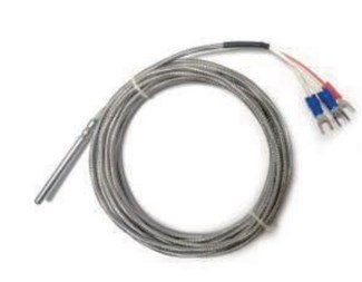 100 mm lang, PT100,3-leder,-50 til +300?, 2 meter rustfri kabel
